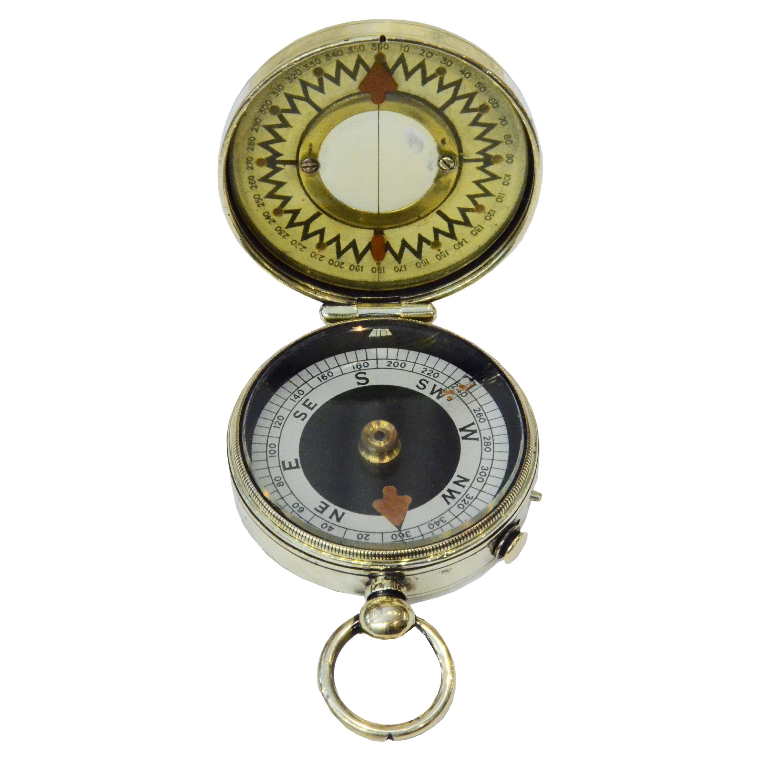 19th Century Rare Brass Pocket Compass Marine Navigation, Travelling
