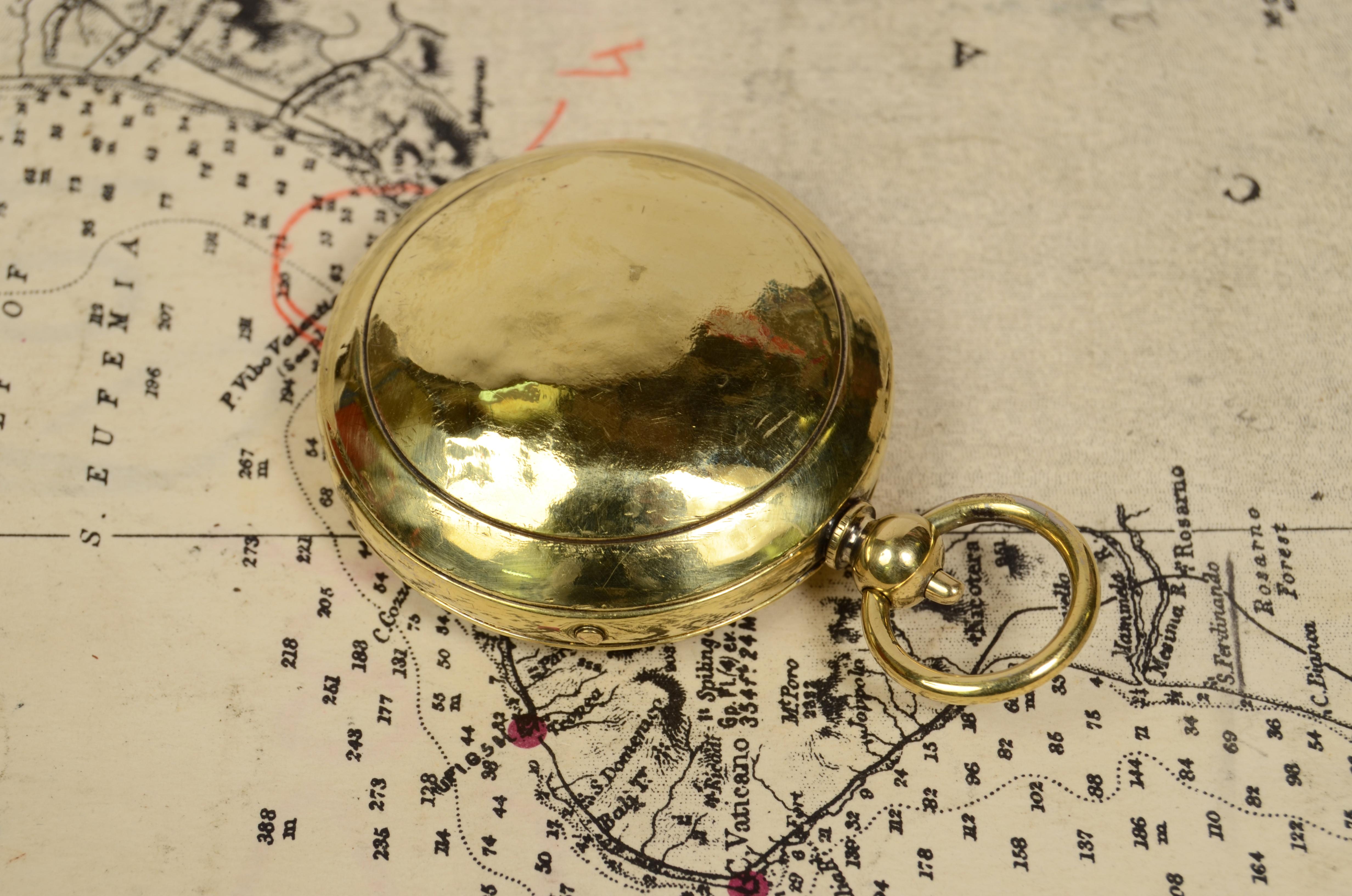 1920s Brass Pocket Compass Four-Winds Compass Card with Goniometric Circle 3