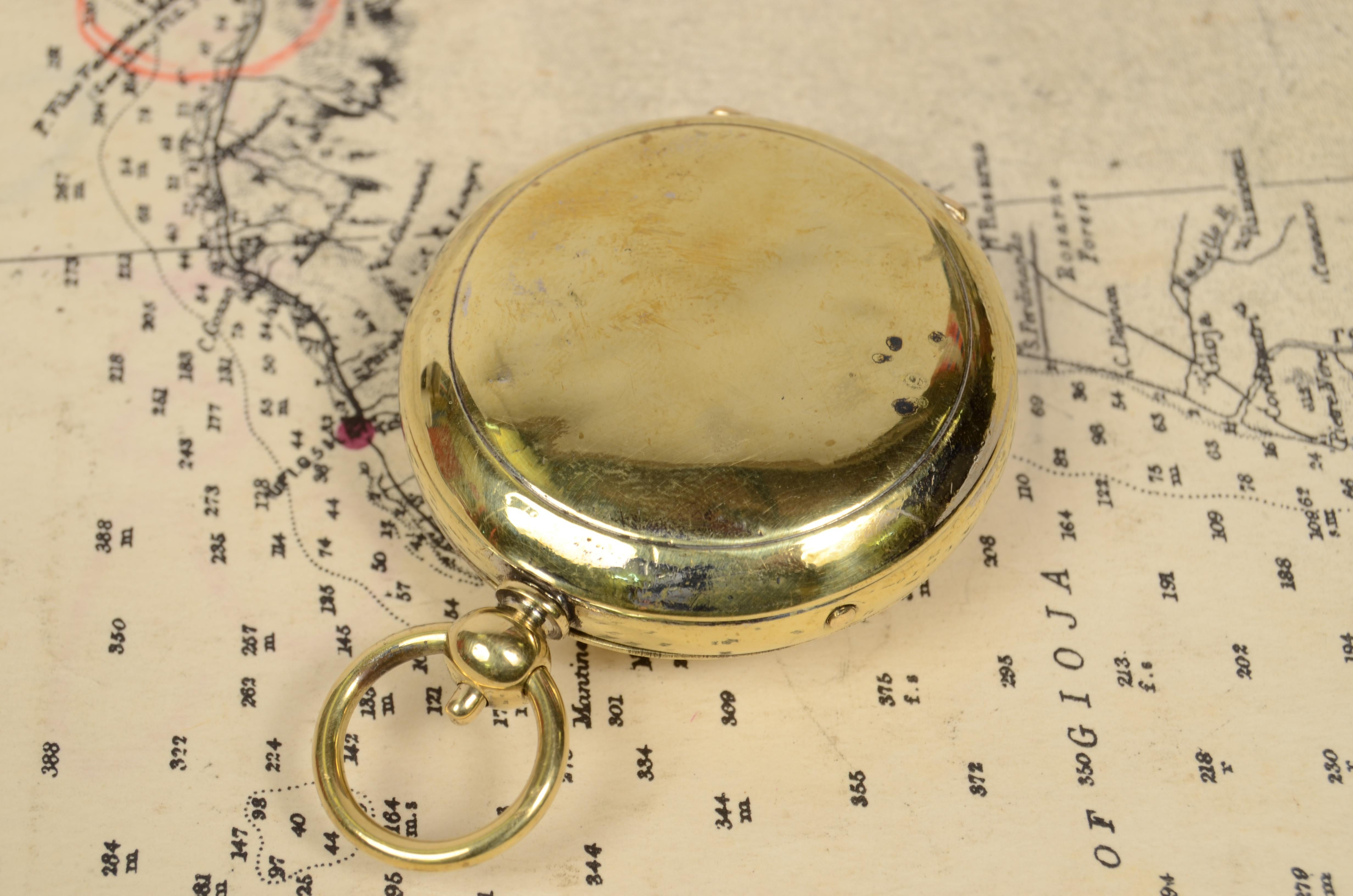 1920s Brass Pocket Compass Four-Winds Compass Card with Goniometric Circle 4