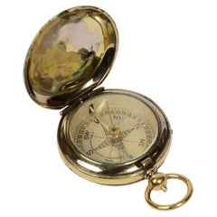 1920s Brass Pocket Compass Four-Winds Compass Card with Goniometric Circle