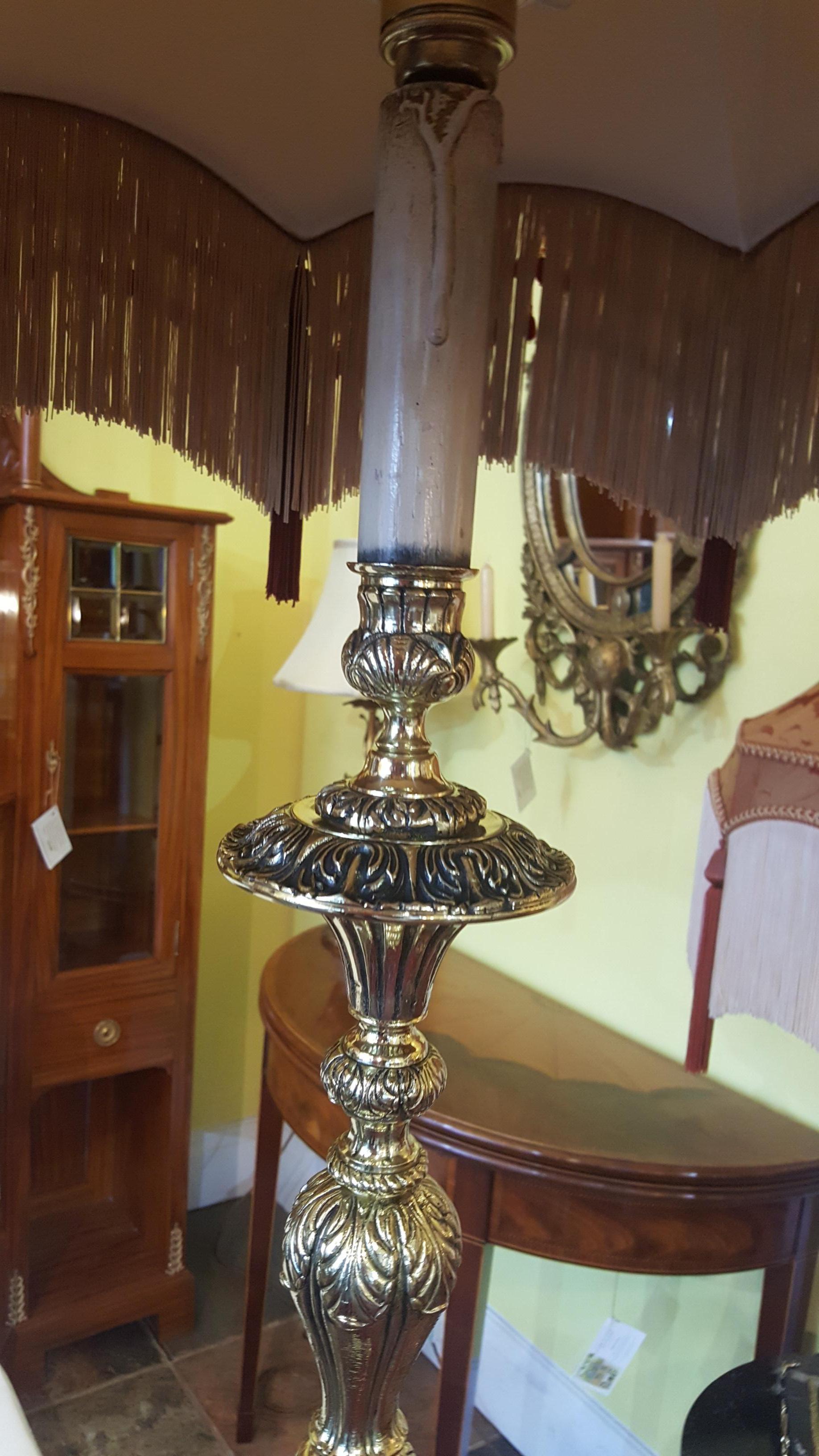 1920s Brass Standard Lamp In Good Condition For Sale In Altrincham, Cheshire