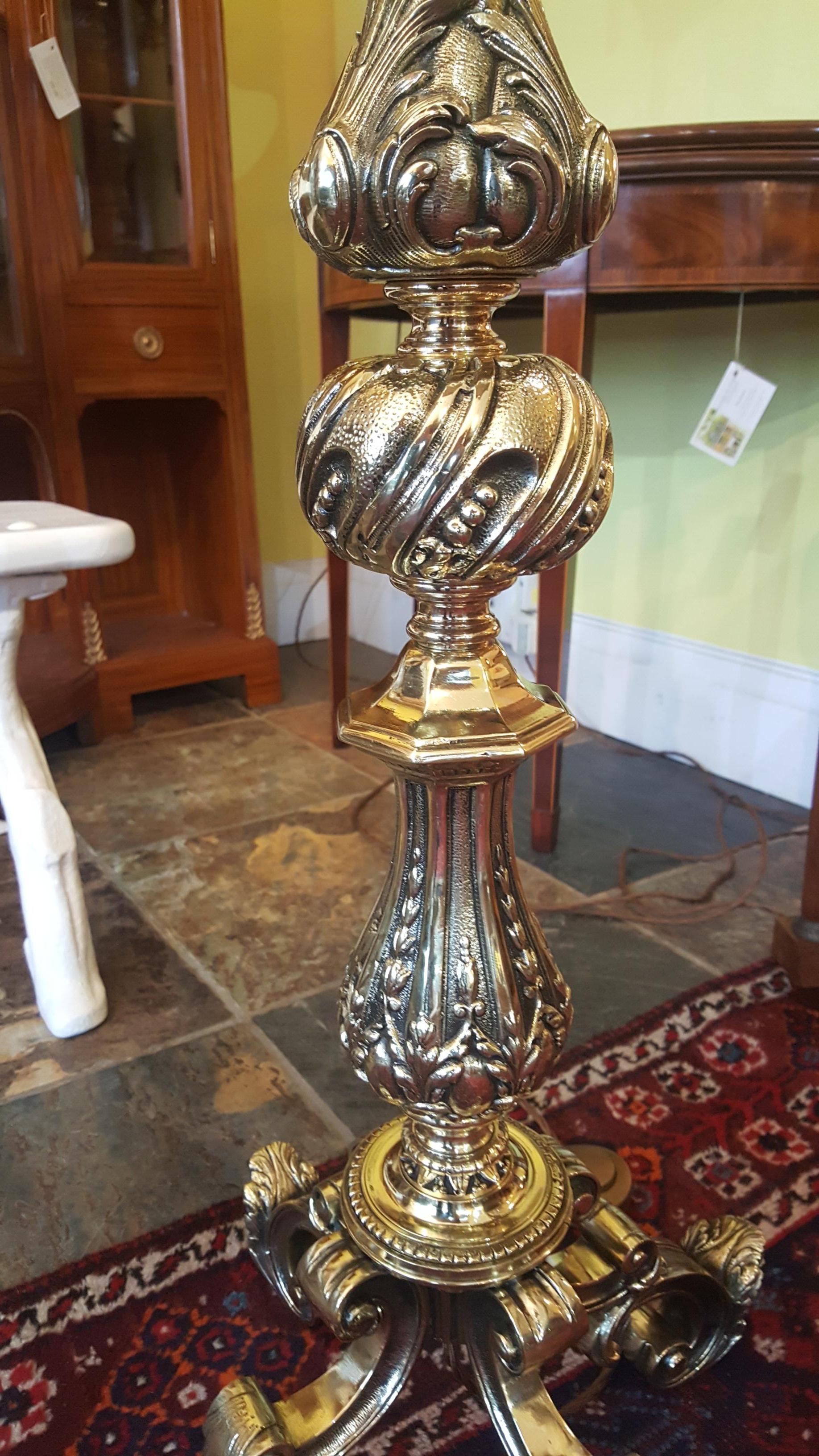 1920s Brass Standard Lamp For Sale 1