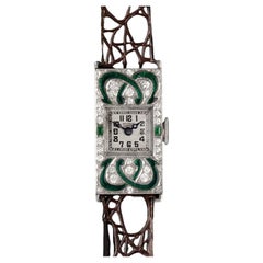 1920's Breguet Ladies Art Deco Vintage Watch - 18K White Gold, Diamond & Emerald