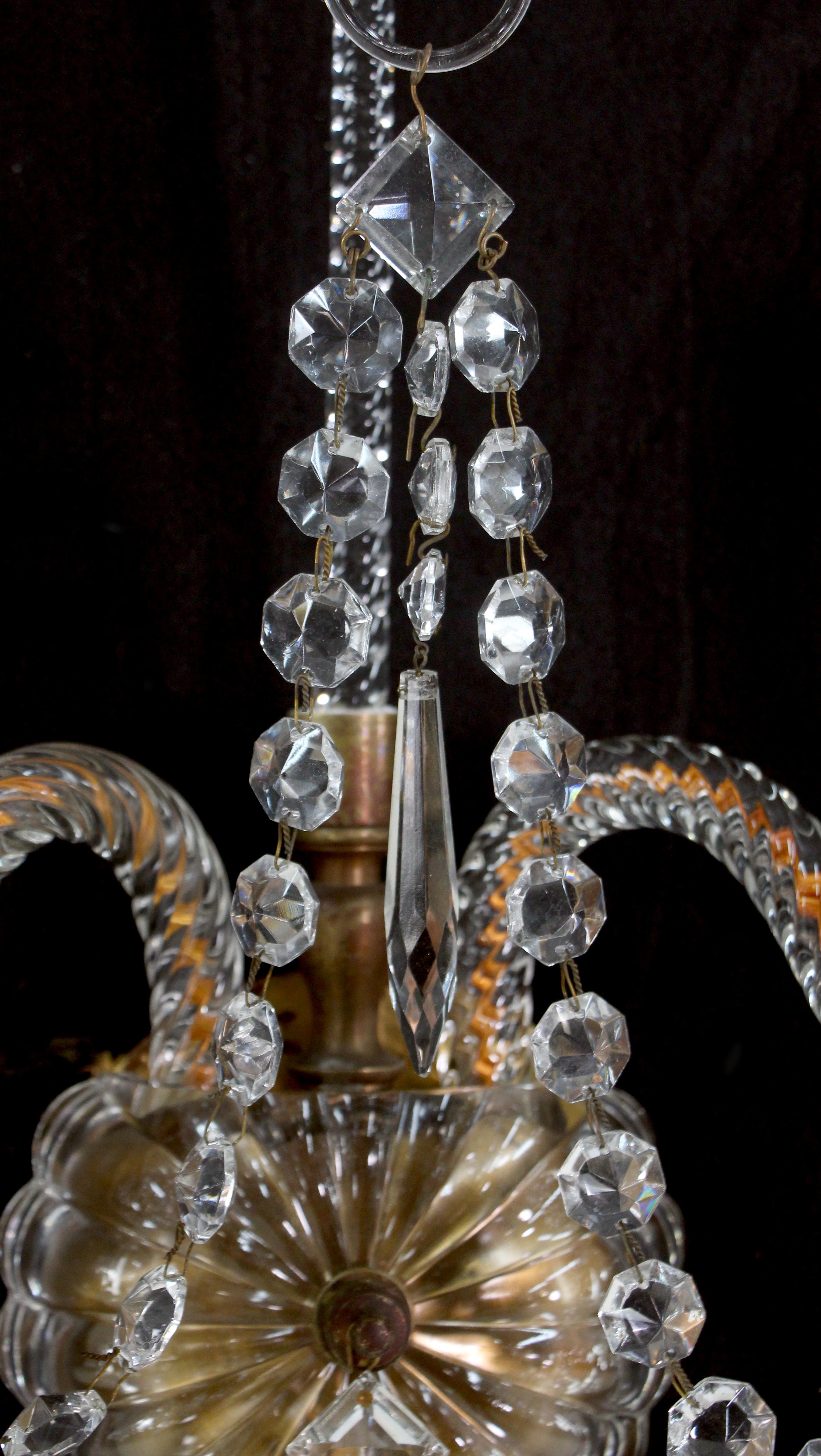 1920s Bronze and Crystal 2 Arm Sconce from a Historic Mid-Town NYC Hotel Qty Ava 2