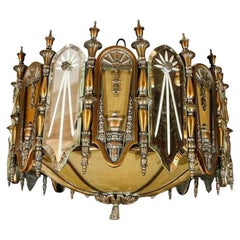 1920s Bronze and Mirrored Glass Chandelier