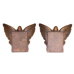 1920s Bronze Butterfly Girl Bookends