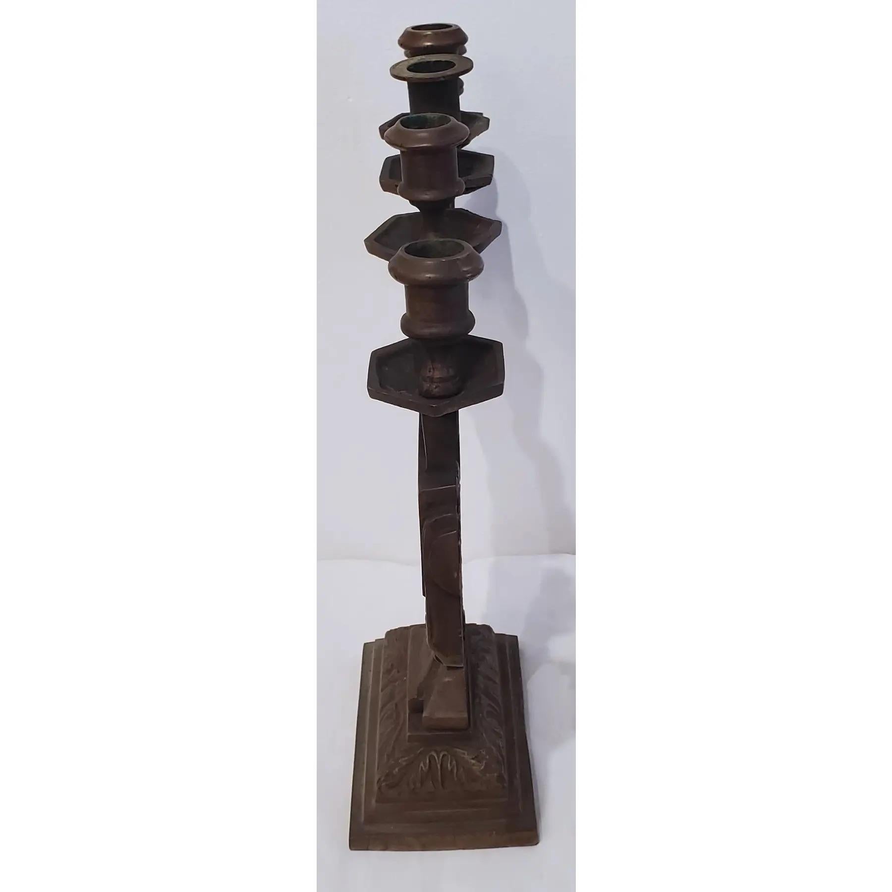 Français Bougie et centre de table en bronze des années 1920 - Lot de 3 en vente