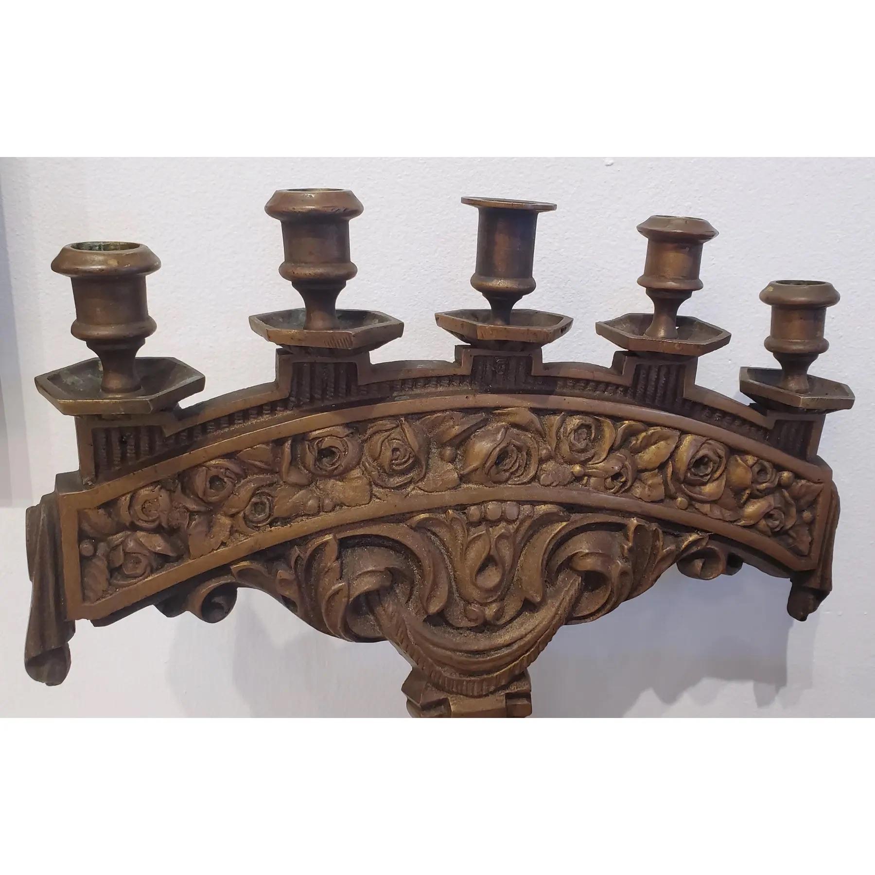 Bronze Bougie et centre de table en bronze des années 1920 - Lot de 3 en vente