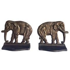 1920s Bronze Elephant Bookends