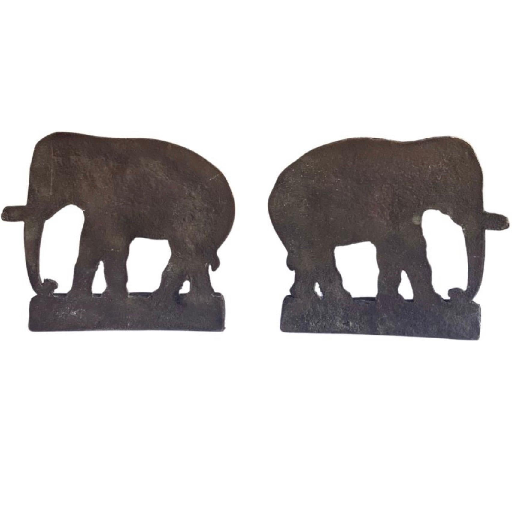 20th Century 1920s Bronze Elephant Bookends For Sale