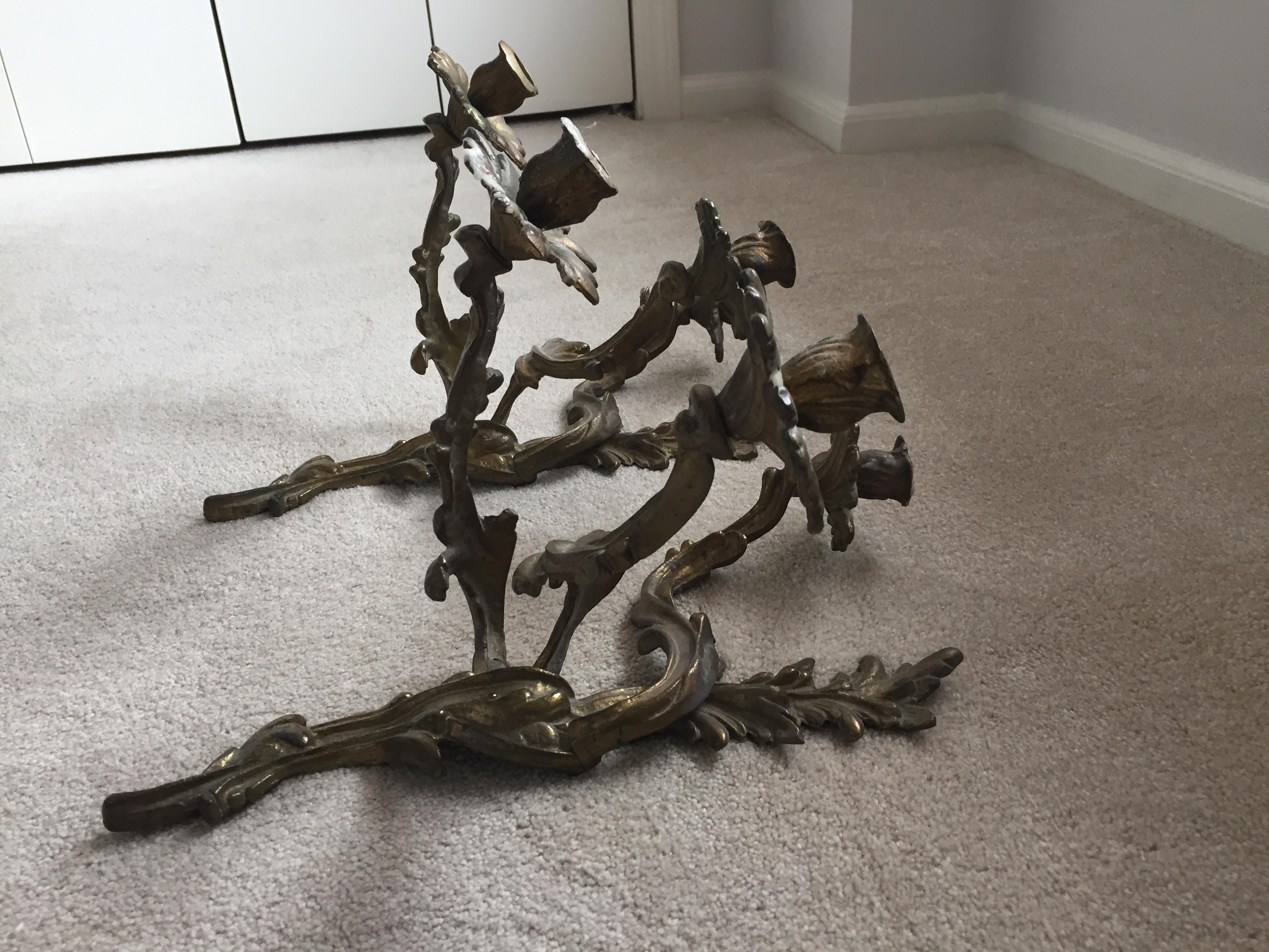 20th Century Bronze Italian 3-Armed Sconces, a Pair For Sale