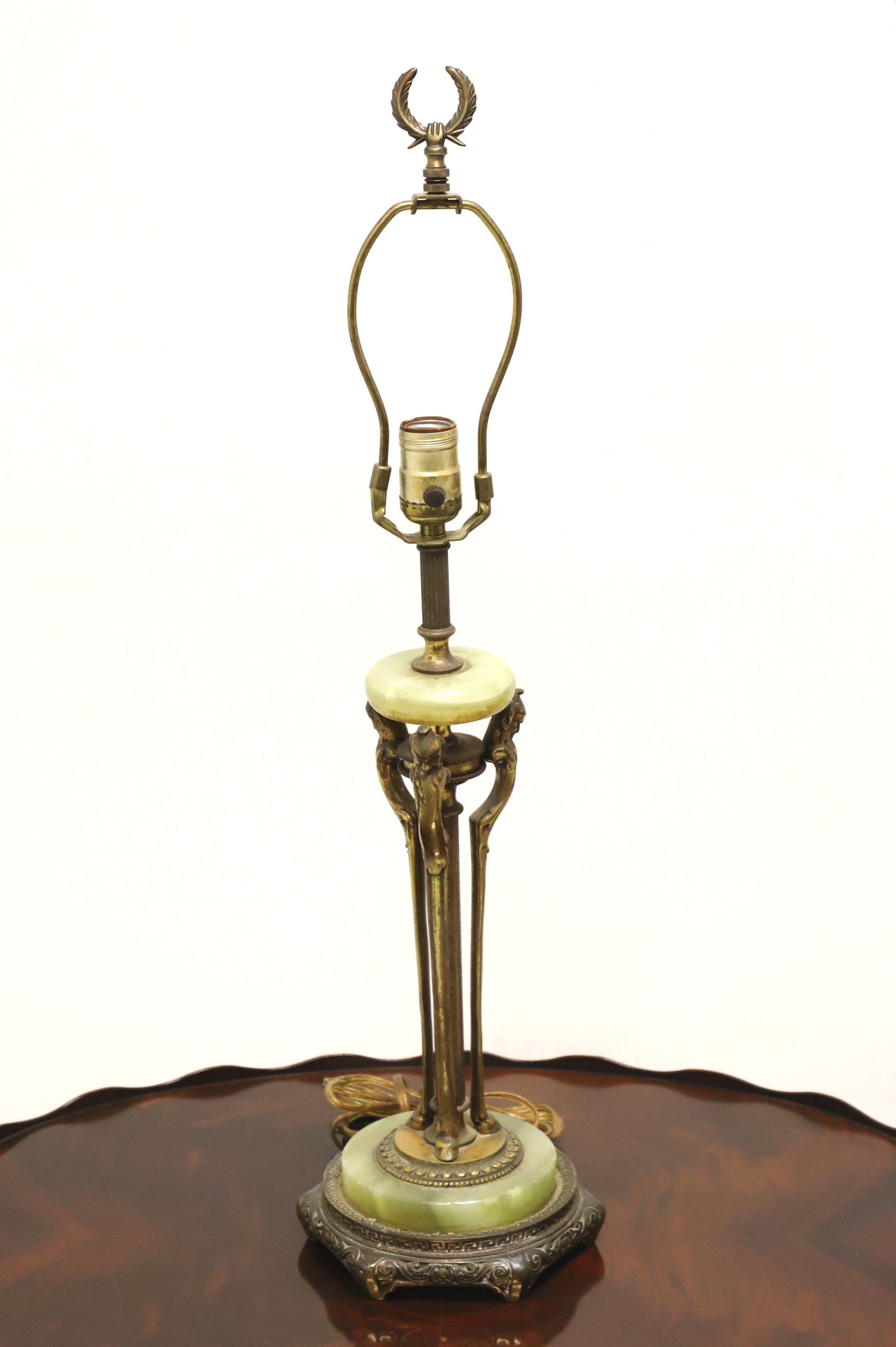 Antique 1920's Bronze & Marble Art Deco Table Lamp 6