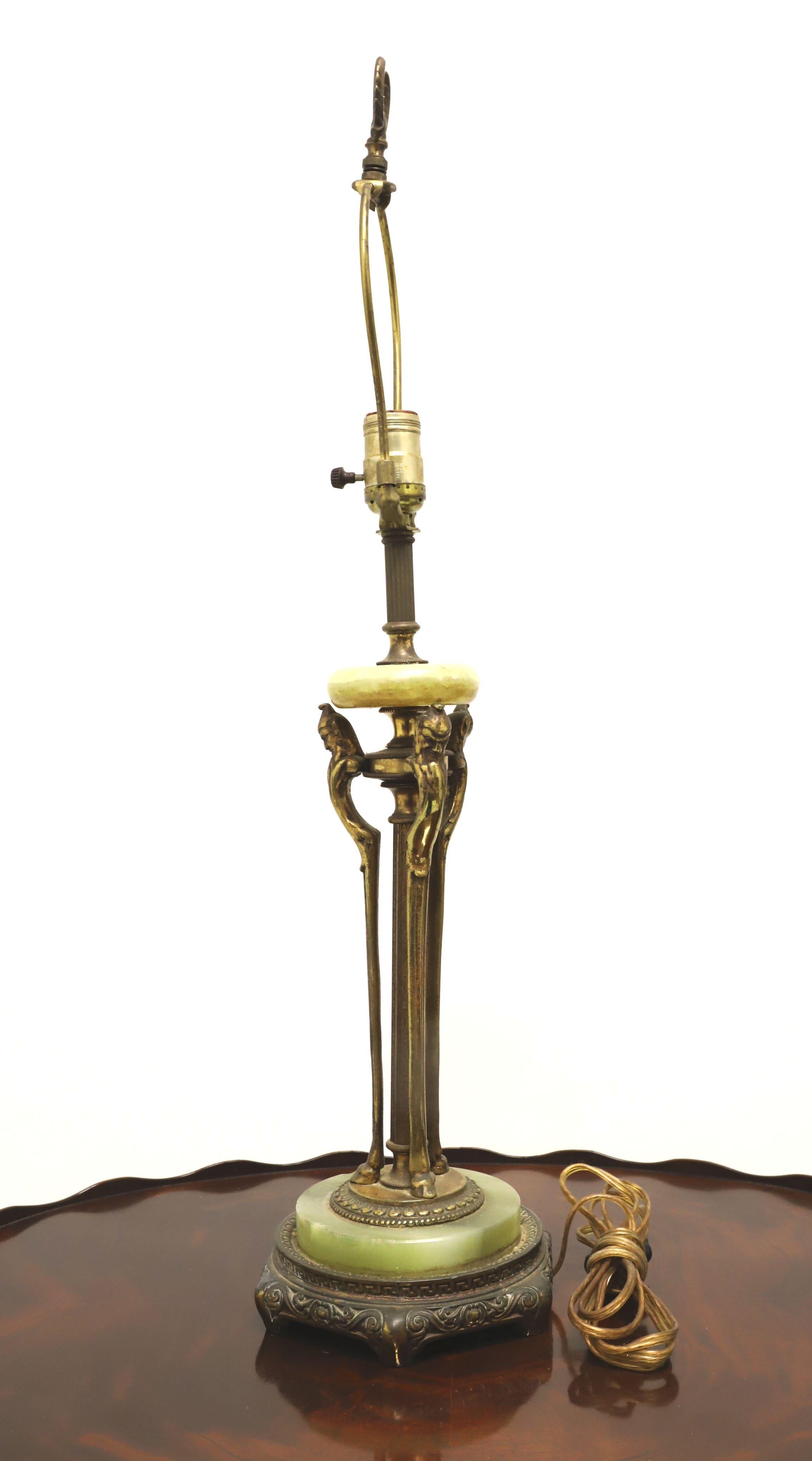 Antique 1920's Bronze & Marble Art Deco Table Lamp In Good Condition In Charlotte, NC