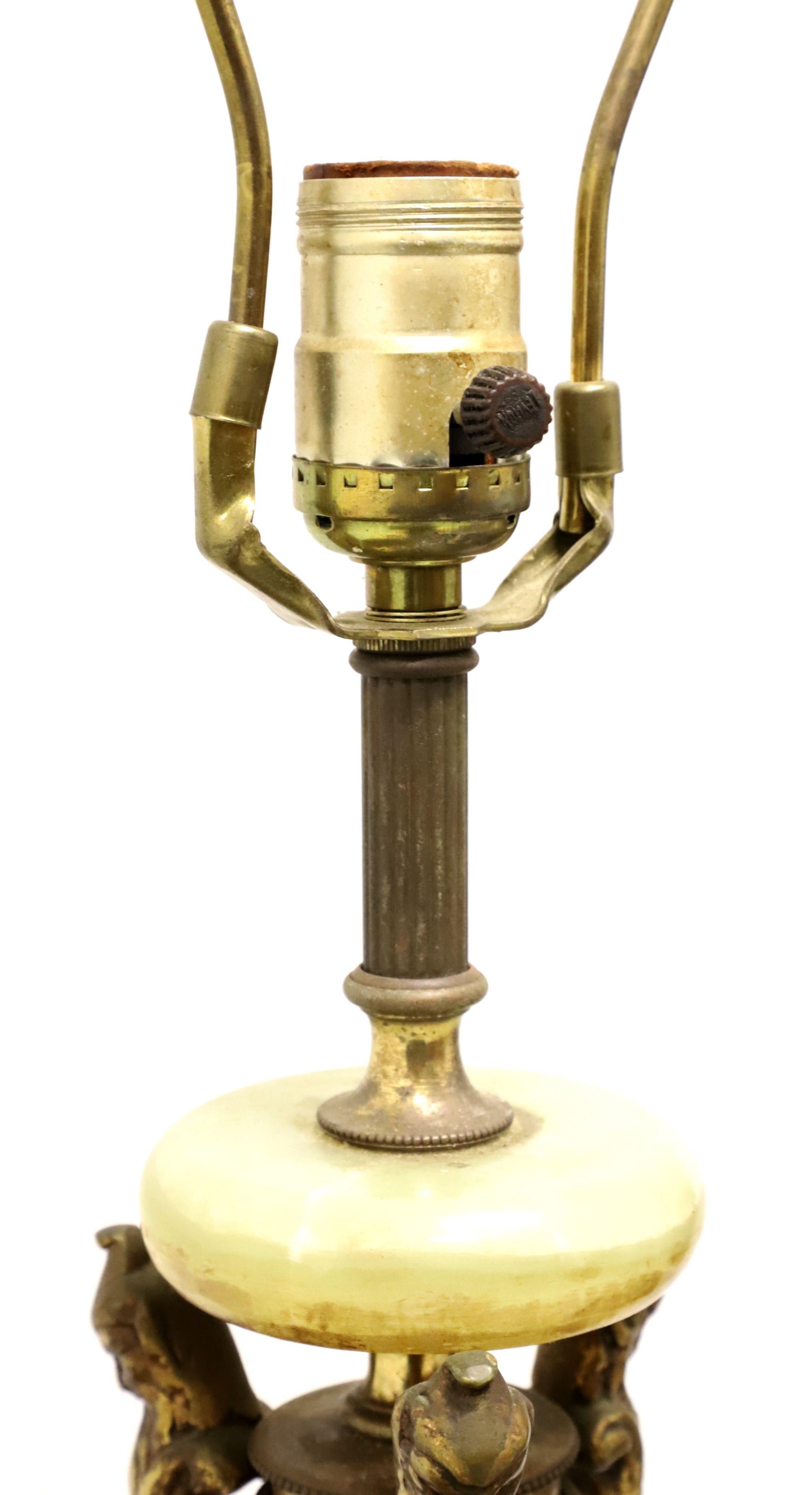 Antique 1920's Bronze & Marble Art Deco Table Lamp 1