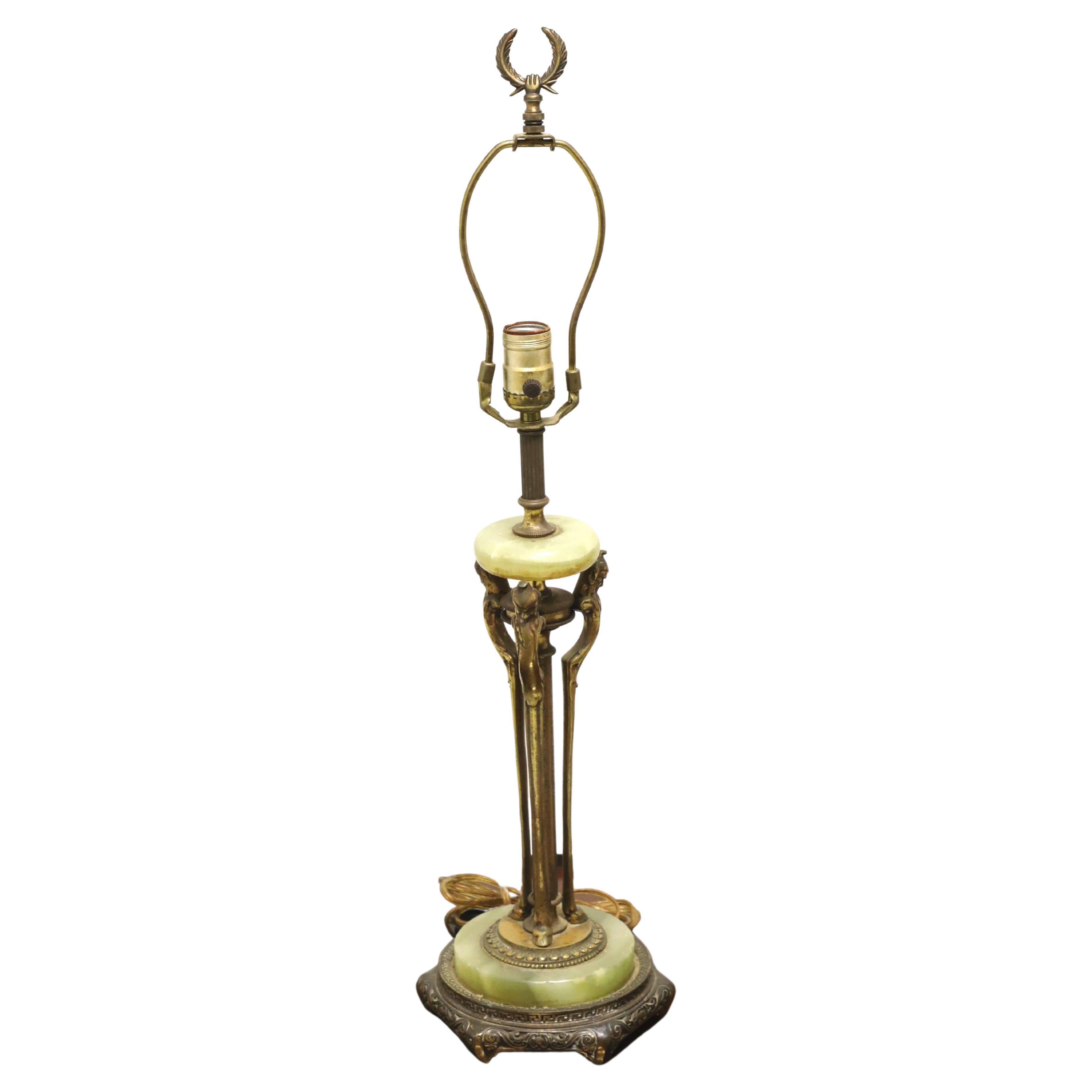 Antique 1920's Bronze & Marble Art Deco Table Lamp For Sale