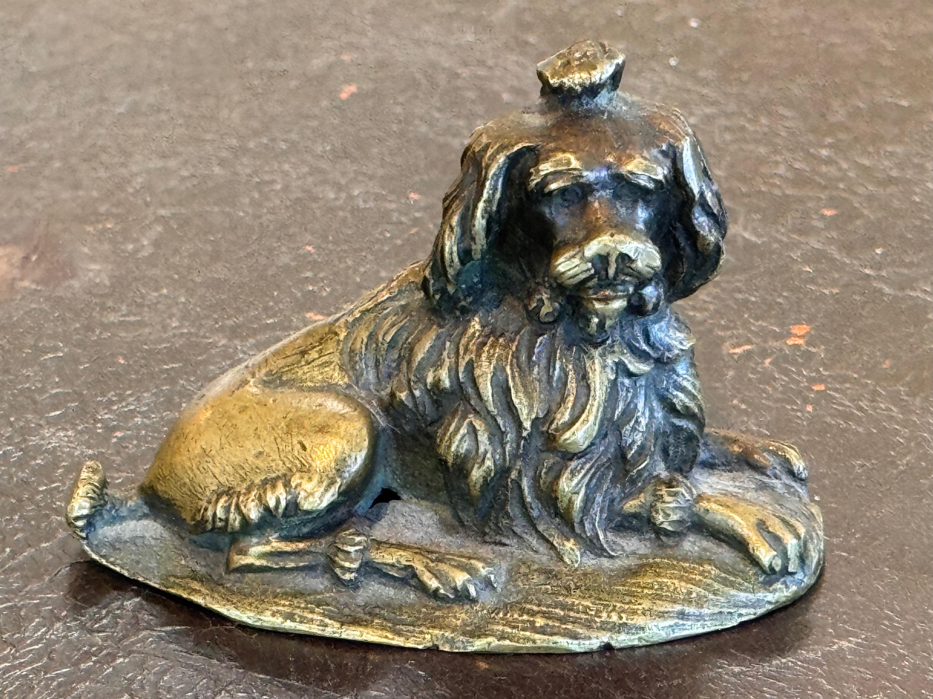 Un cane regale in bronzo. Grande dettaglio nella fusione.