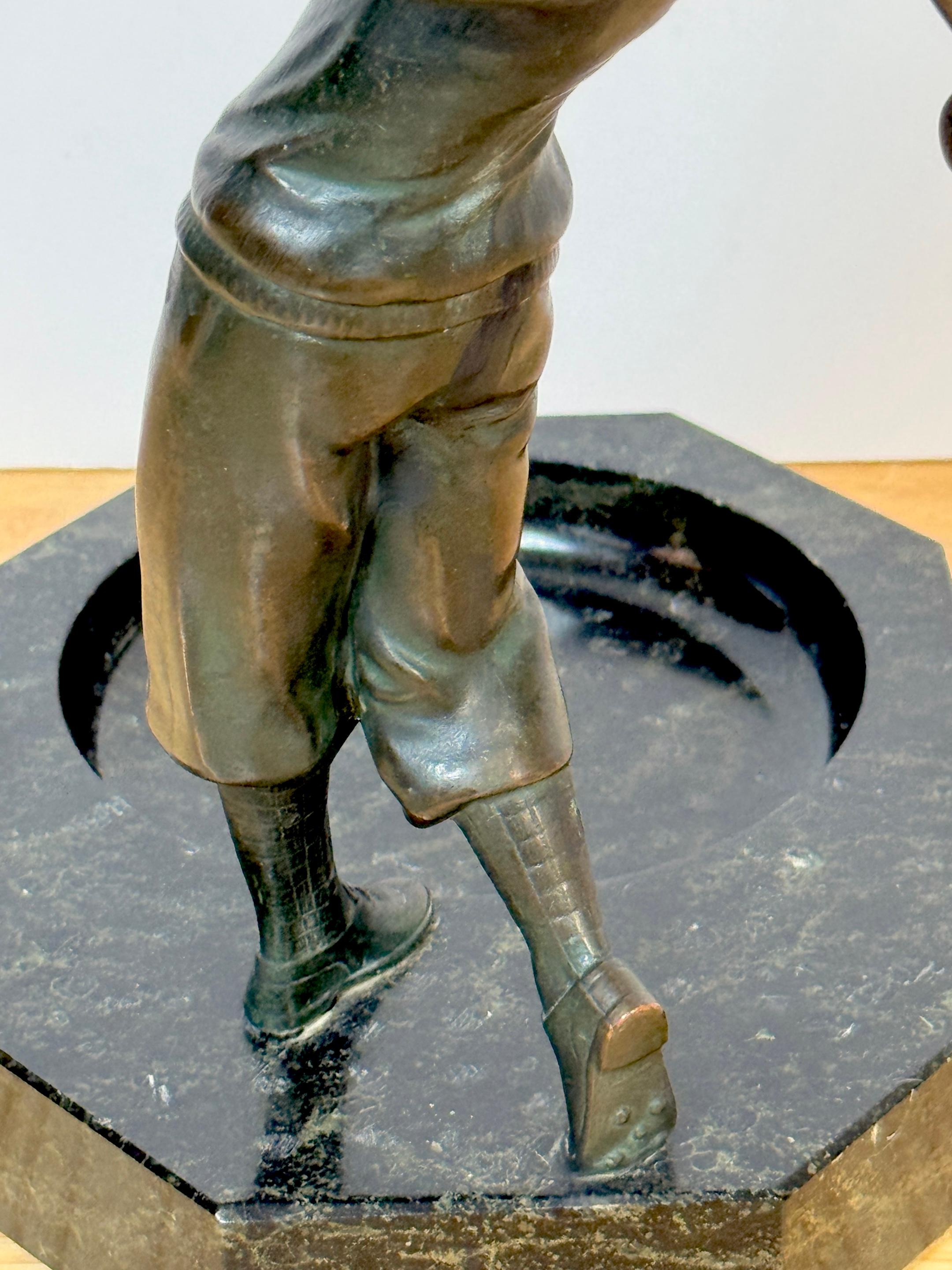 1920s Bronzed Swinging Golfer & Marble Catch All/ Vide-Poche 2