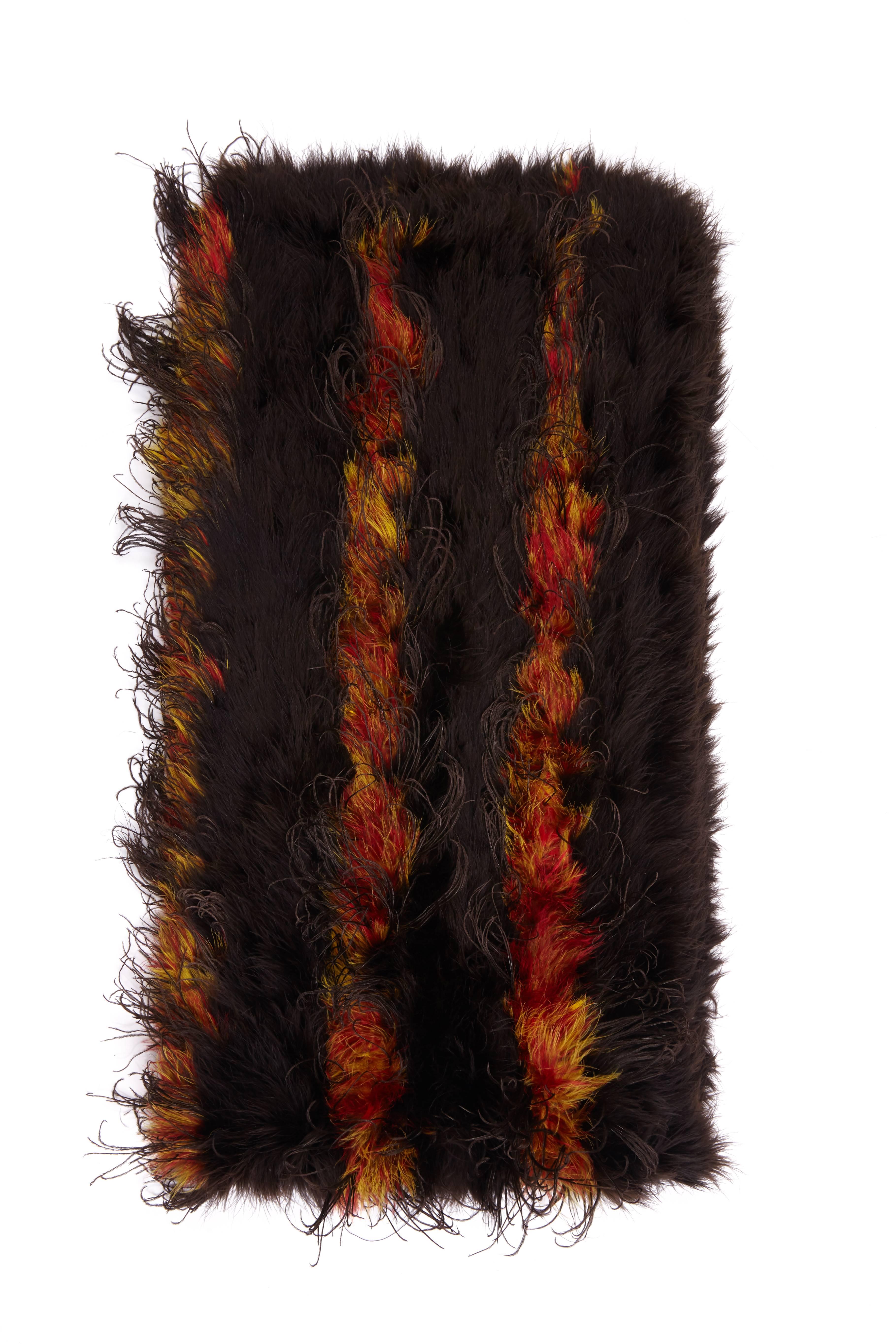 Black 1920s Brown and Orange Maribou Feather Stole For Sale