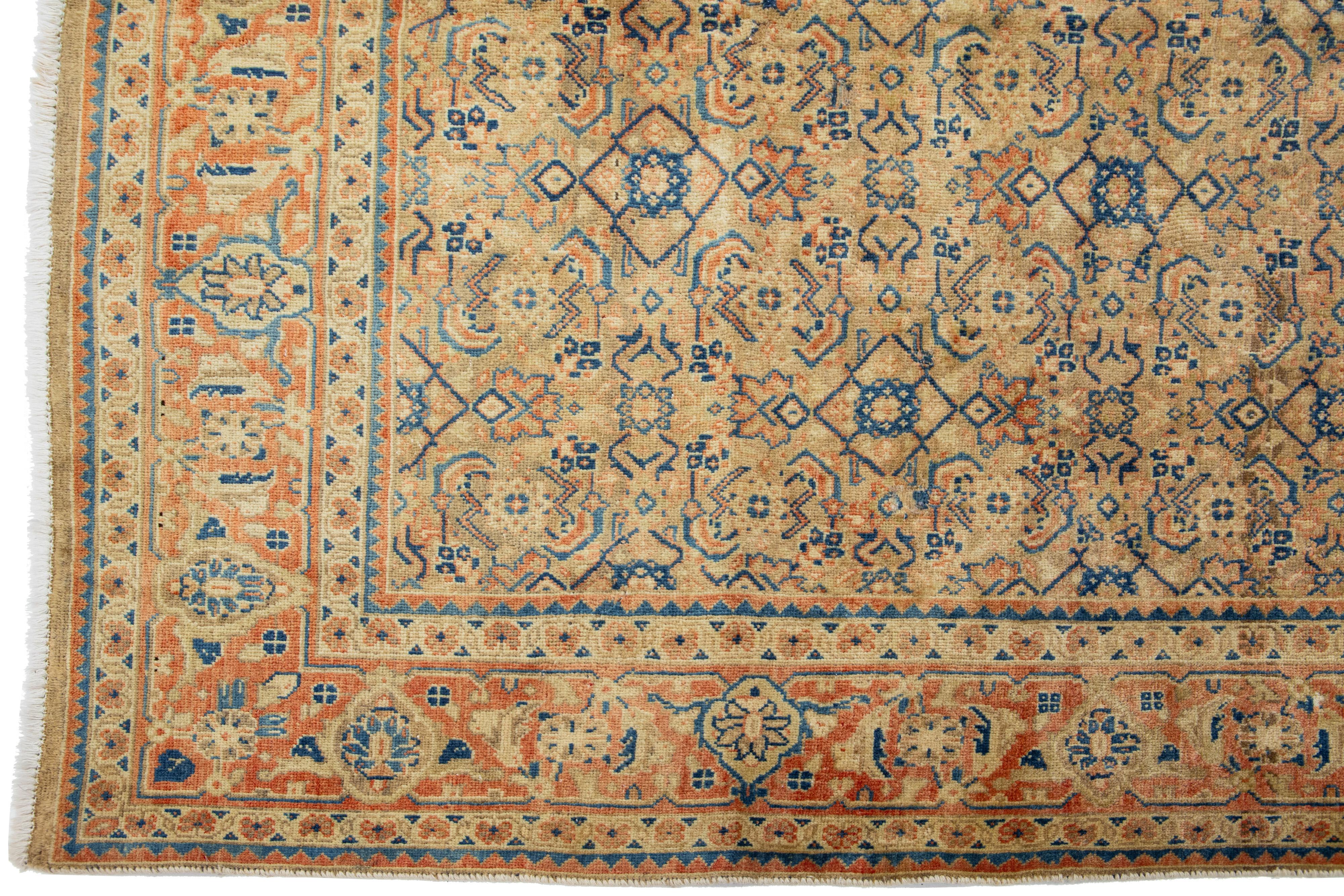 1920er Brown Antiker Wollteppich Persian Mahal mit Blumenmuster (Handgeknüpft) im Angebot