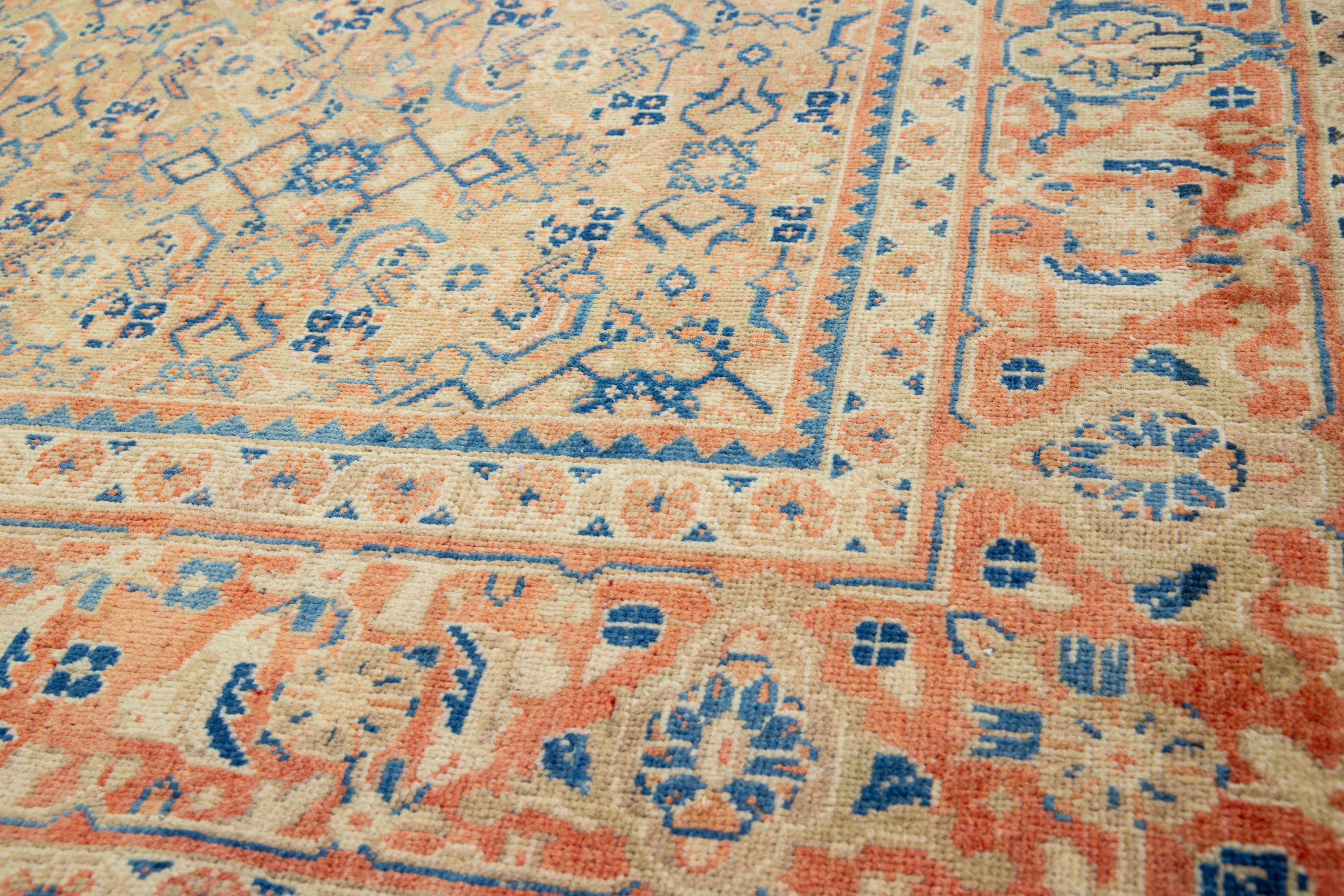  1920s Brown Antique Wool Rug Persian Mahal With Floral Pattern  For Sale 3