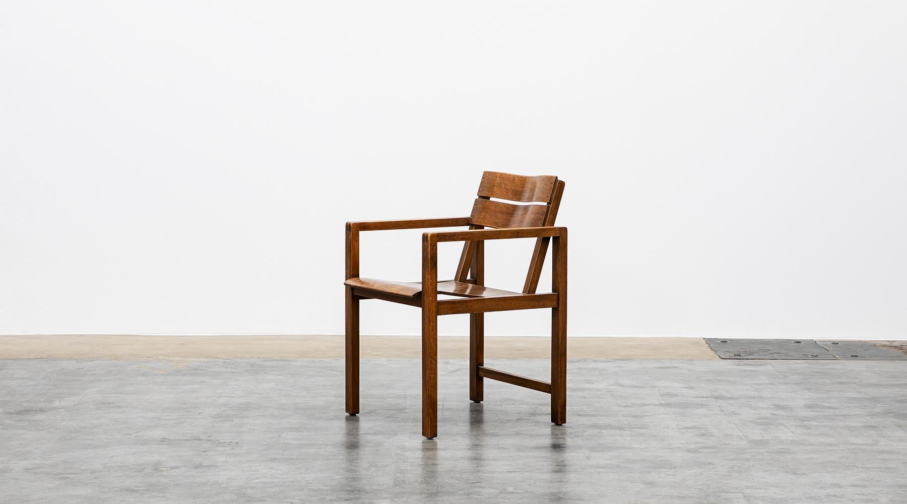 Bauhaus 1920s Brown Beech Single Chair by Erich Dieckmann 'd' For Sale