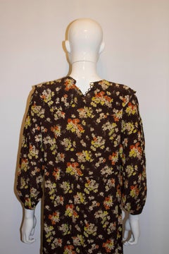 1920s Brown Silk Print Dress