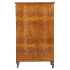 Antique 1920s Brown Wood and Radica Wardrobe by Gio Ponti