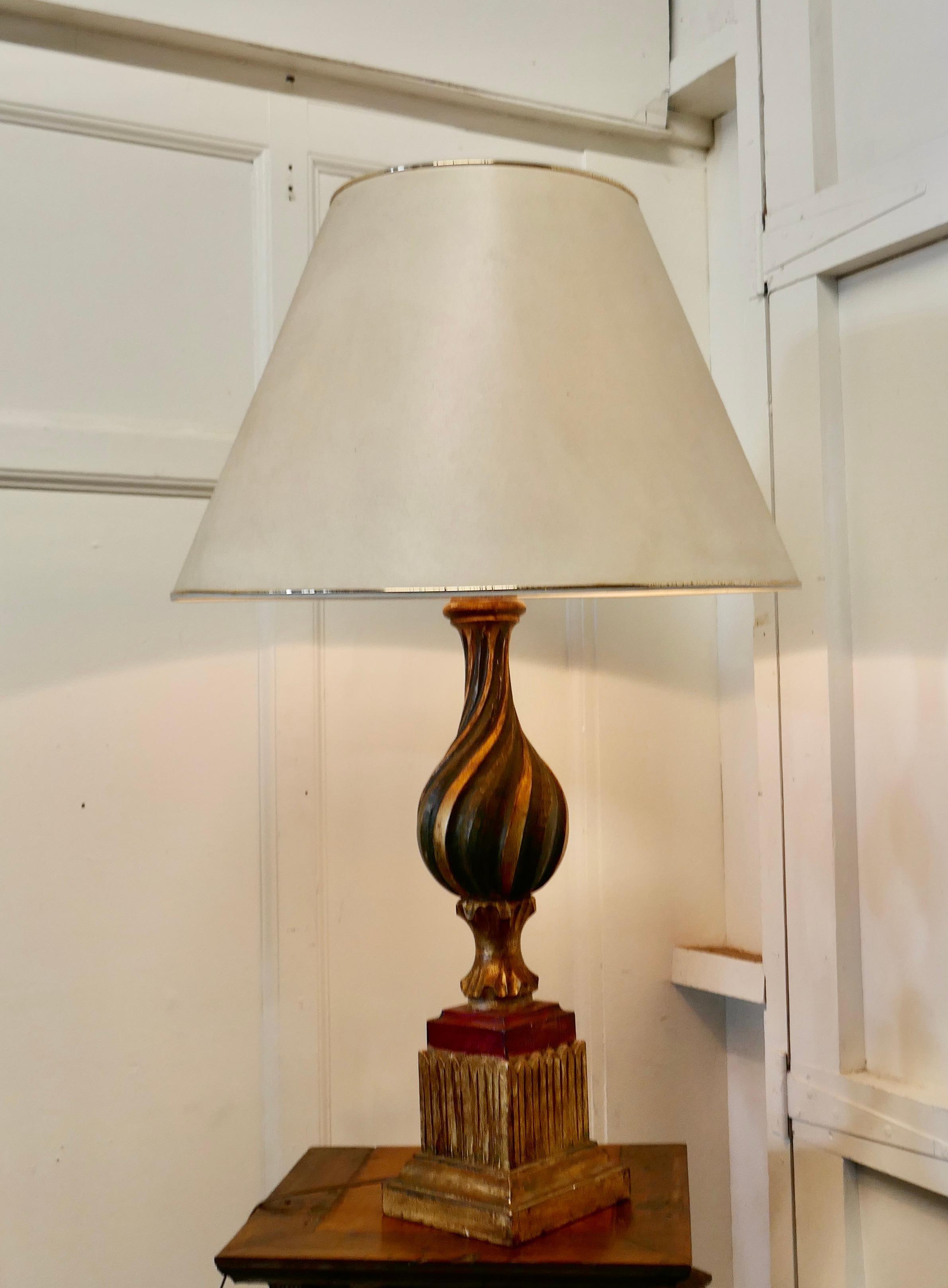 Spanische bemalte Volkskunst-Lampe und Schirm aus den 1920er Jahren im Zustand „Gut“ im Angebot in Chillerton, Isle of Wight