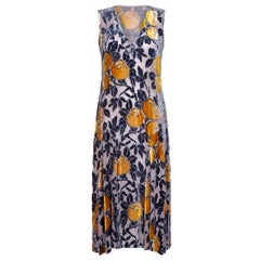 1920s Burnout Panne Silk Velvet Blue & Orange Flapper Dress & Jacket