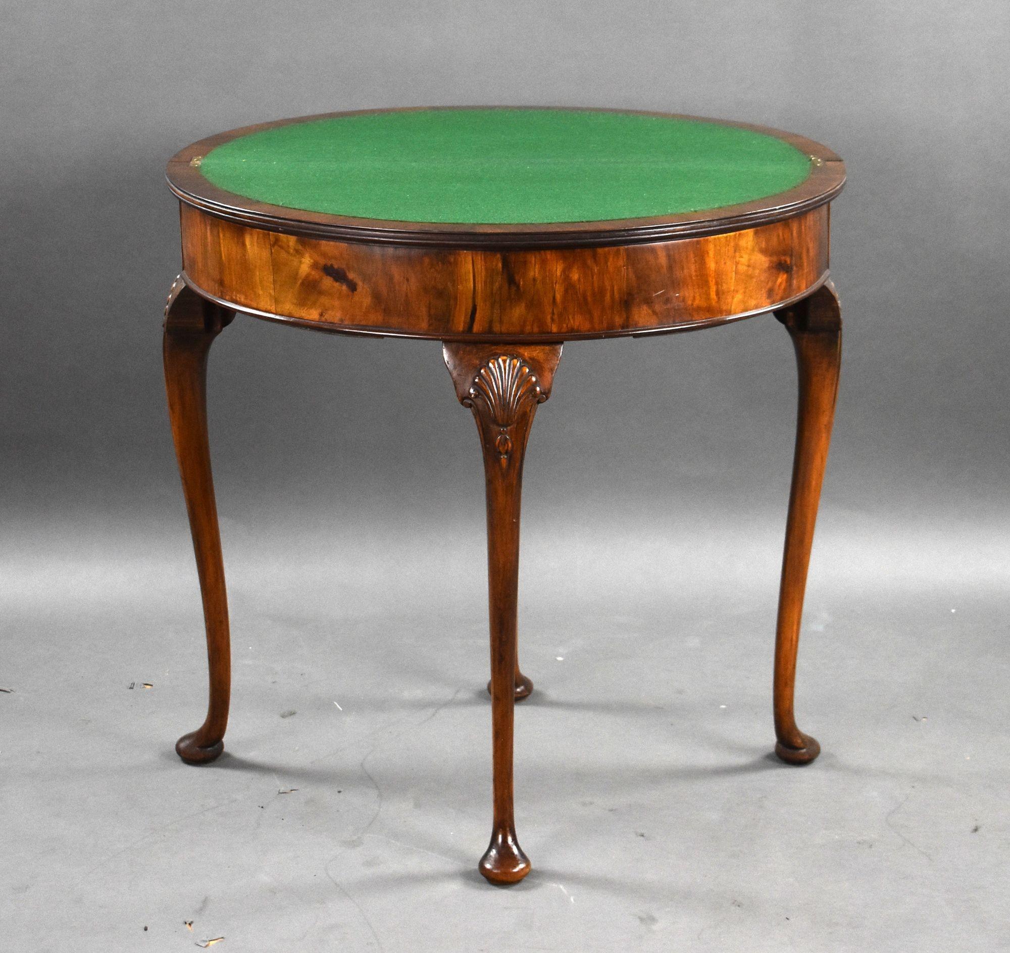 1920s Burr Walnut Card Table For Sale 1