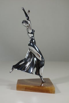 1920s by Franz Hagenauer Weiner Werkstatte Austria Nickel Metal Dancer Figure