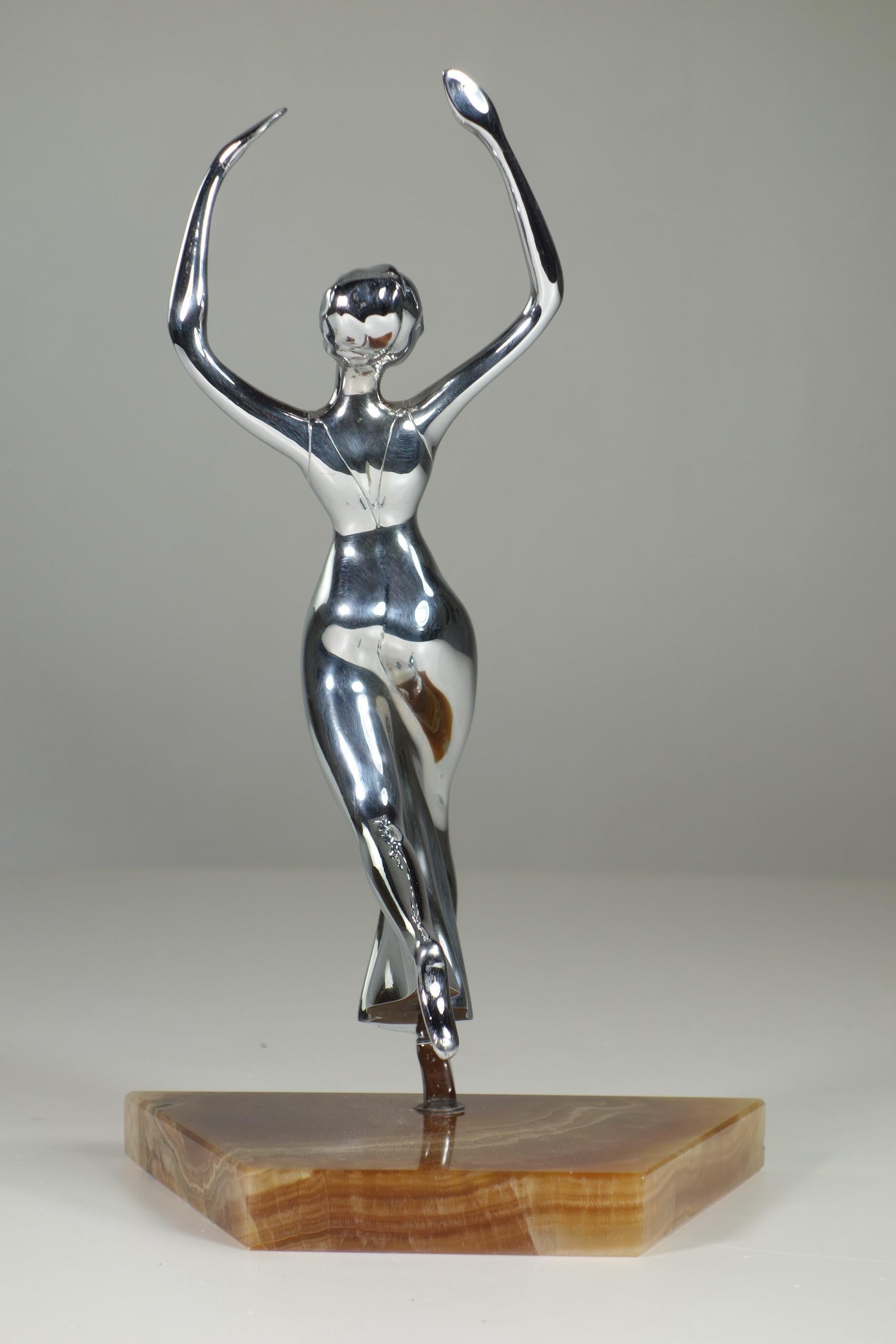 Años 20 de Franz Hagenauer Weiner Werkstatte Austria Figura de bailarina de metal niquelado Plateado en venta