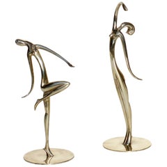 1920s by Franz Hagenauer Weiner Werkstatte Austria Silver Metal Pair of Figures