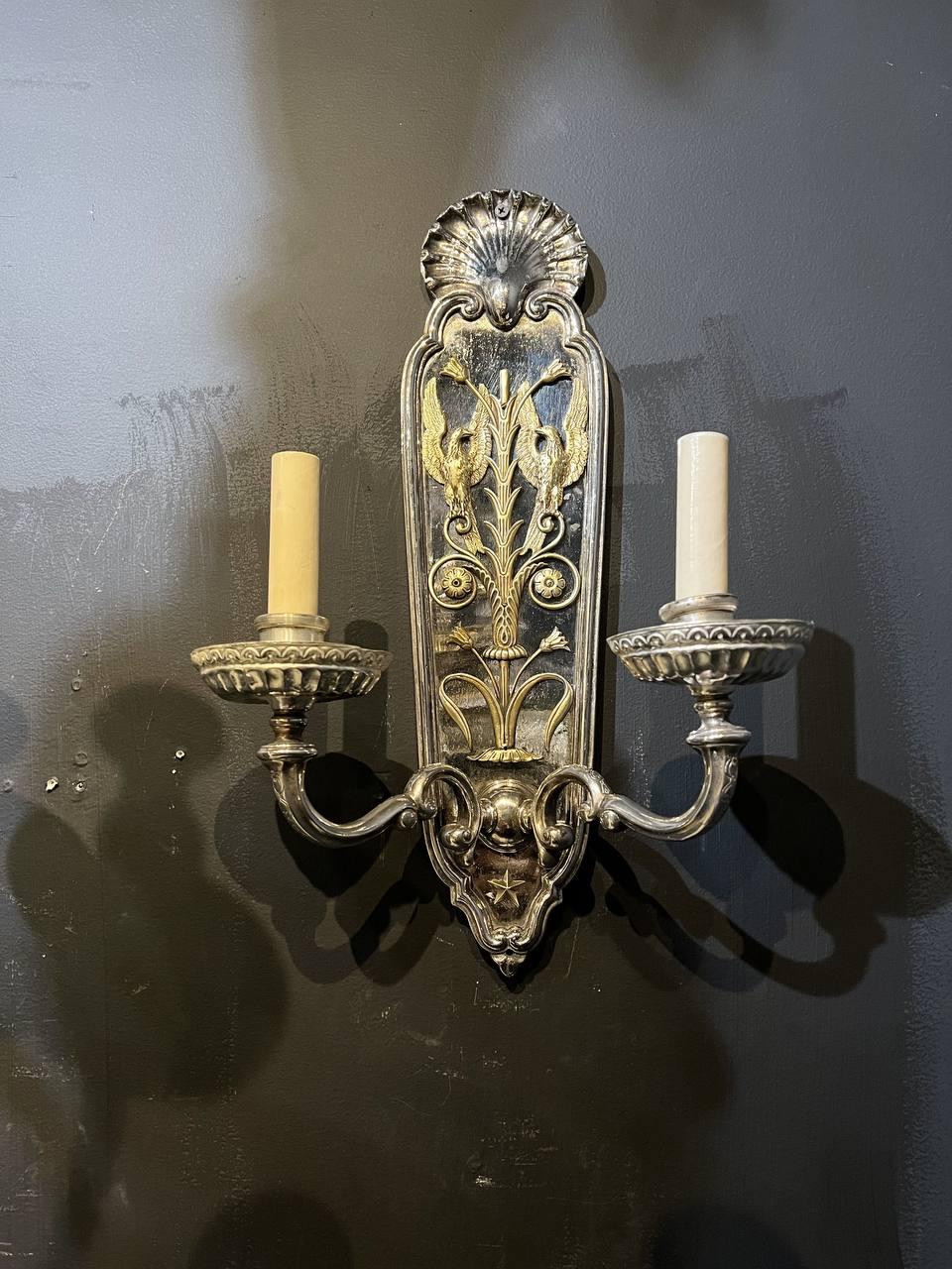 Early 20th Century 1920's Caldwell American Empire Sconces with Bronze Eagles  For Sale