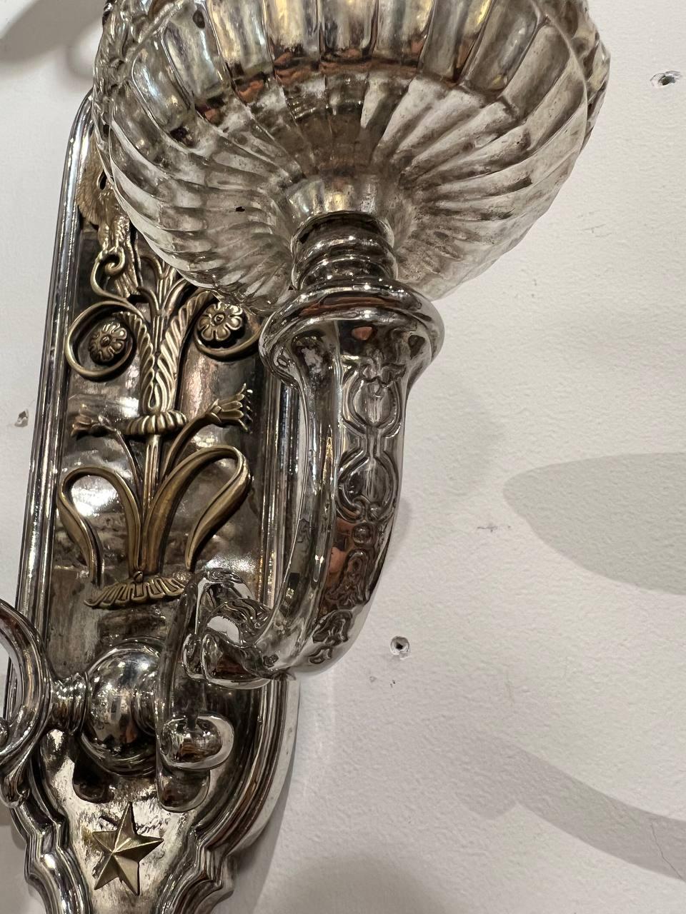1920's Caldwell American Empire Sconces with Bronze Eagles  For Sale 1