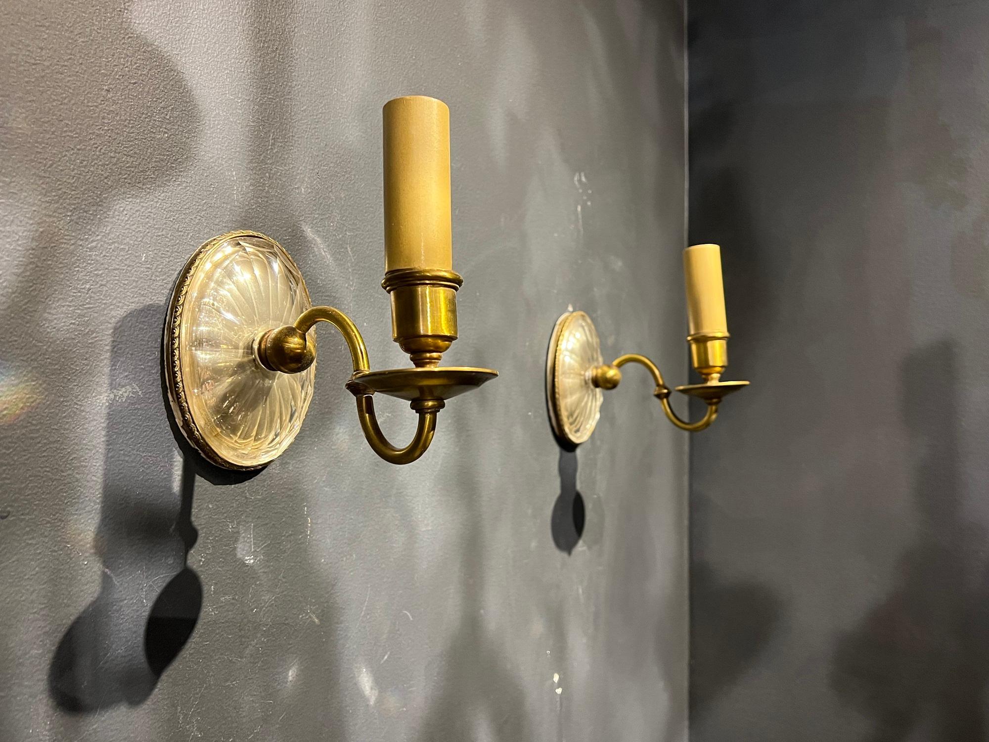 American Classical 1920s Caldwell Bronze and Glass Sconces with one light