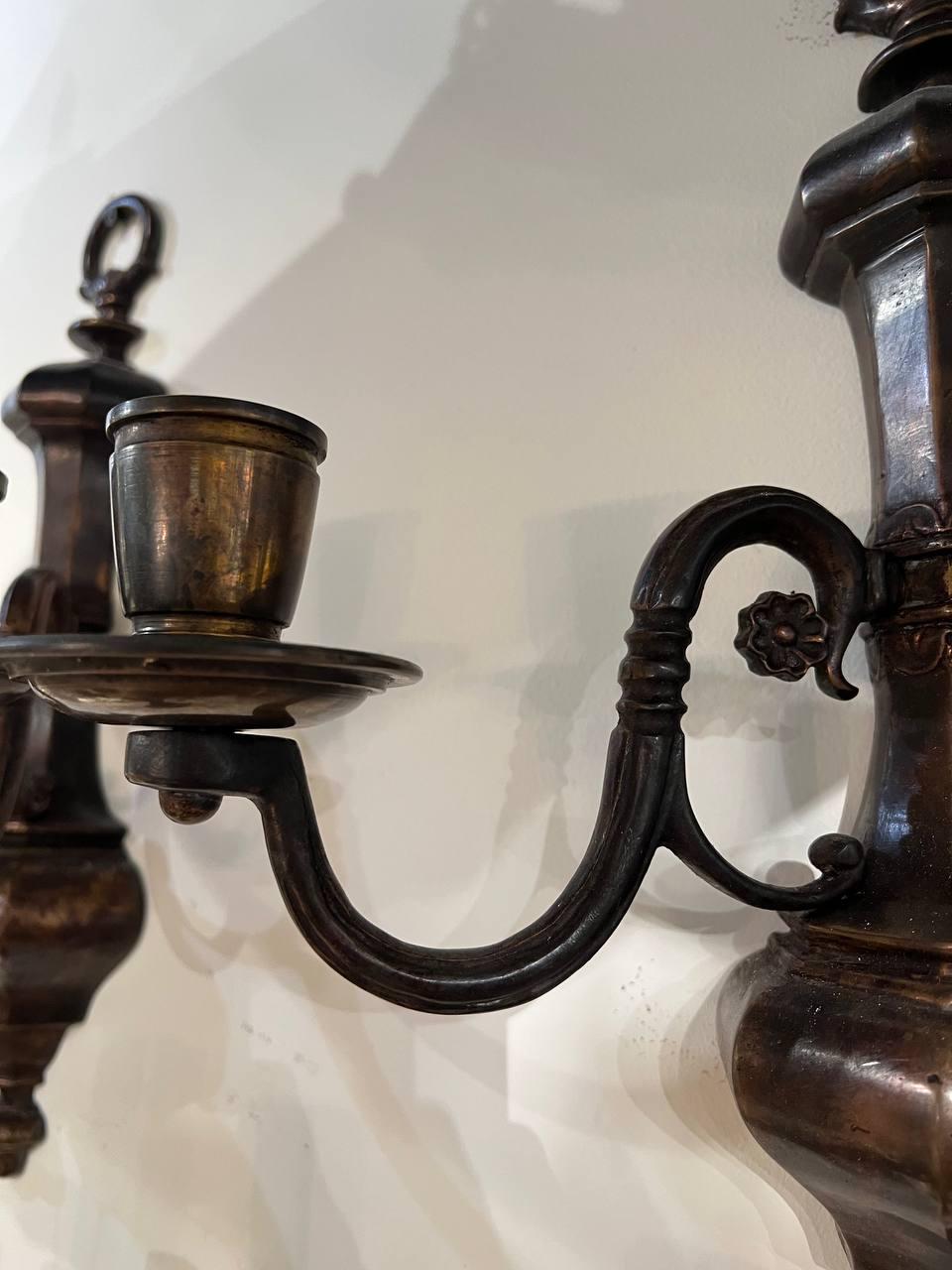 American 1920s Caldwell Bronze Brown Sconces For Sale