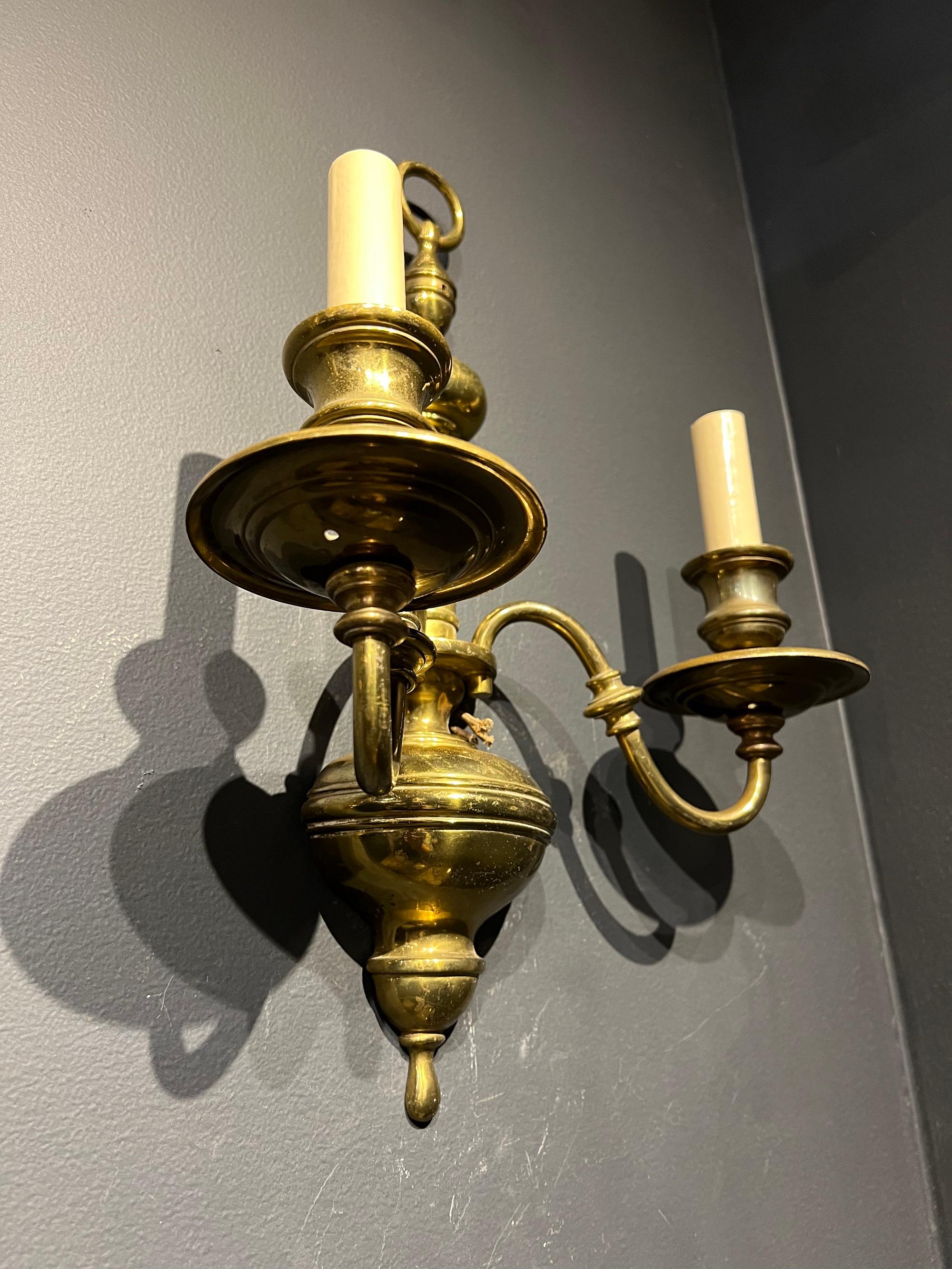Pair of Caldwell Bronze Sconces, Circa 1920s In Good Condition In New York, NY