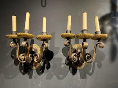 1920’s Caldwell Brown and Gold Three lights Sconces