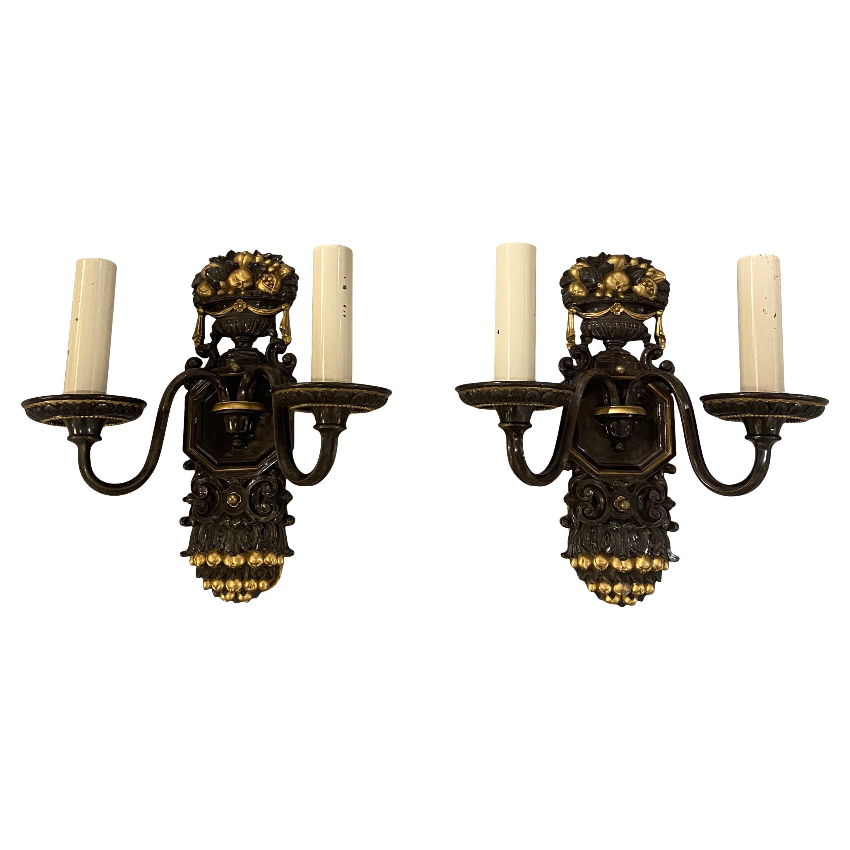 1920’s Caldwell Brown patina Sconces  For Sale