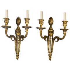 Appliques à double bras en bronze doré Caldwell, 1920