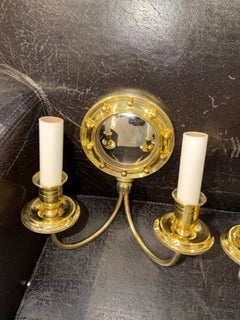 1920's Caldwell Federal Style Bronze Sconces with Mirror