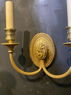 Appliques Caldwell à double lumière en bronze des années 1920