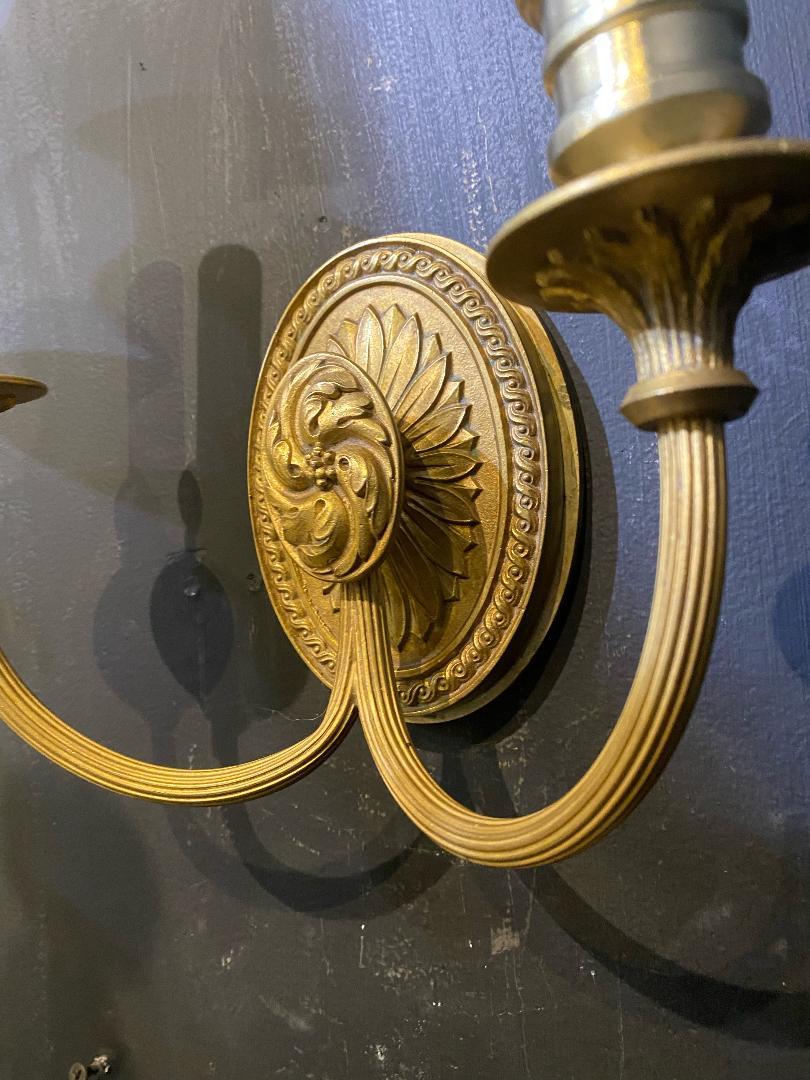 American 1920's Caldwell Double Light Bronze Sconces For Sale