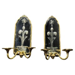 Antique 1920s Caldwell Etched Mirror Sconces