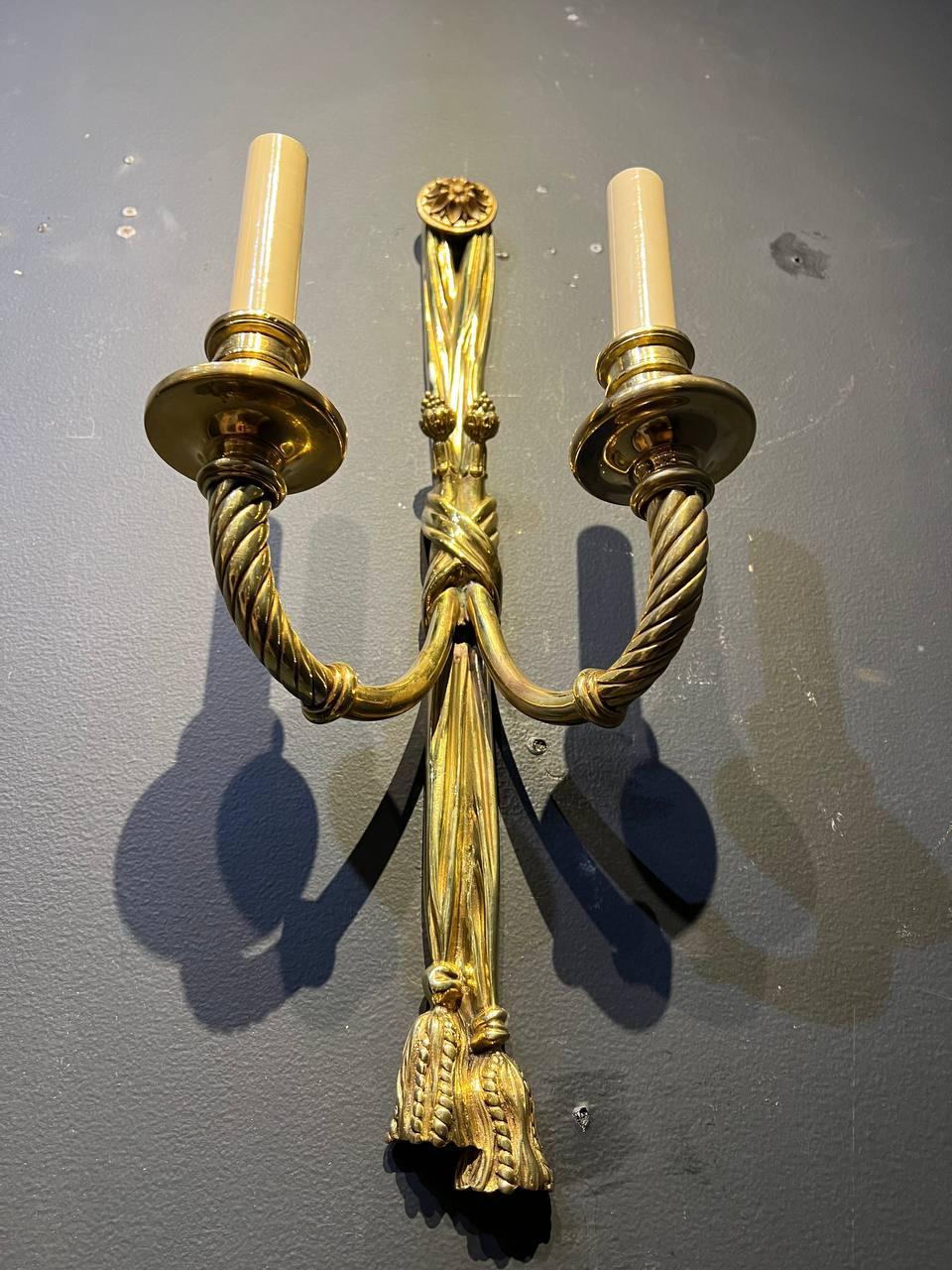 American Classical 1920's Caldwell Gild Bronze Sconces For Sale