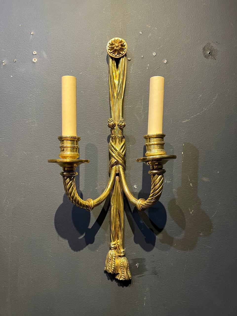 1920's Caldwell Gild Bronze Sconces In Good Condition For Sale In New York, NY