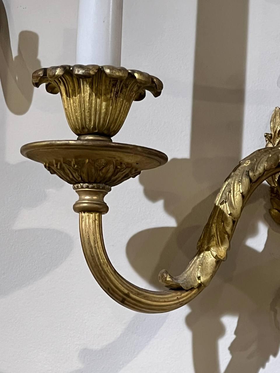 1920's Caldwell Gilt Bronze Empire Style Sconces In Good Condition For Sale In New York, NY