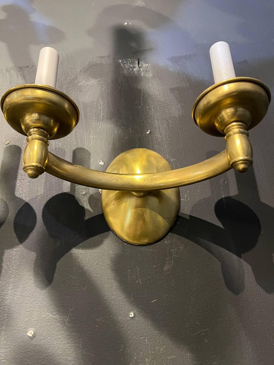 American 1920's Caldwell Gilt Bronze Sconces 2 Lights For Sale