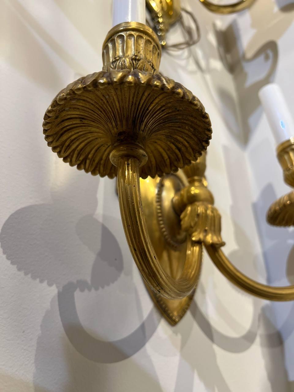 American Classical 1920s Caldwell Gilt Bronze Sconces For Sale